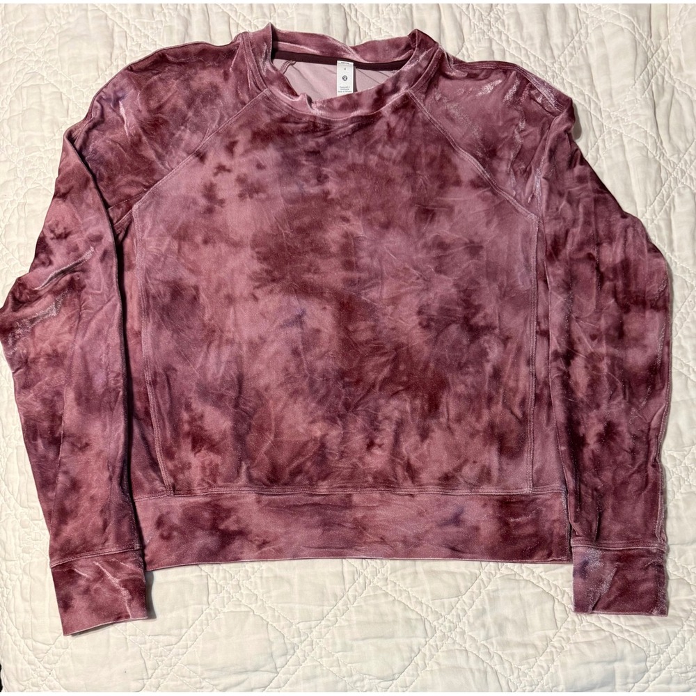 Lululemon Velour Crewneck Sweatshirt Plum Tie Dye Size 4 Womens